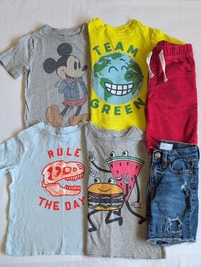 Baby Gap Toddler Boys Summer Outfits Graphic Tee & Shorts Lot 6pc 4T Old Navy